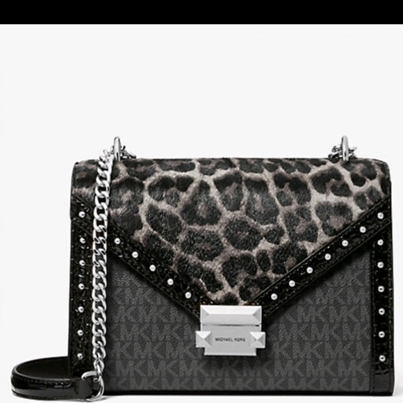 Michael Kors Handbags - Michael Kors Black and Gray Leopard Print Shoulder Bag